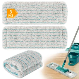 3 Pack Replacement Mop Covers for Leifheit Profi XL Micro Duo / Profi XL Cotton Plus All Handle Floor Mops, 60% Superfine Cotton Fibre & Special Bristles Replacement Cover, Especially for Stone and