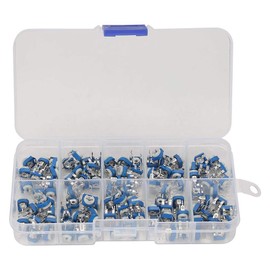 100PCS 10Values Variable Resistor Trimmer Potentiometer Pot 500ohm to 1M ohm Electronic Component with Box RM065 - Blue&White
