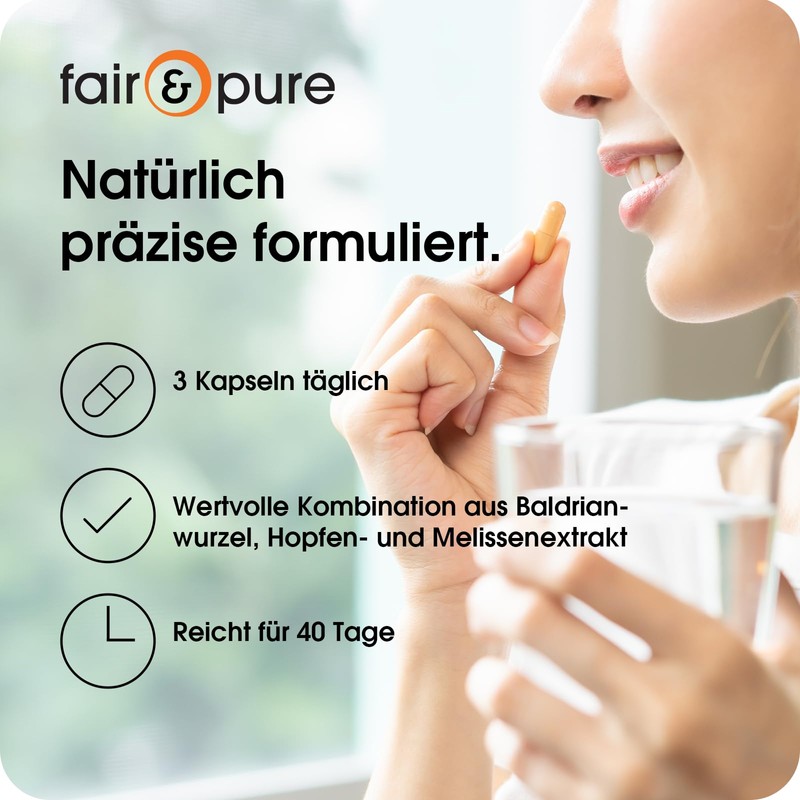 Fair & Pure Valerian Extract Plus 120 Capsules, Swallow-friendly, with