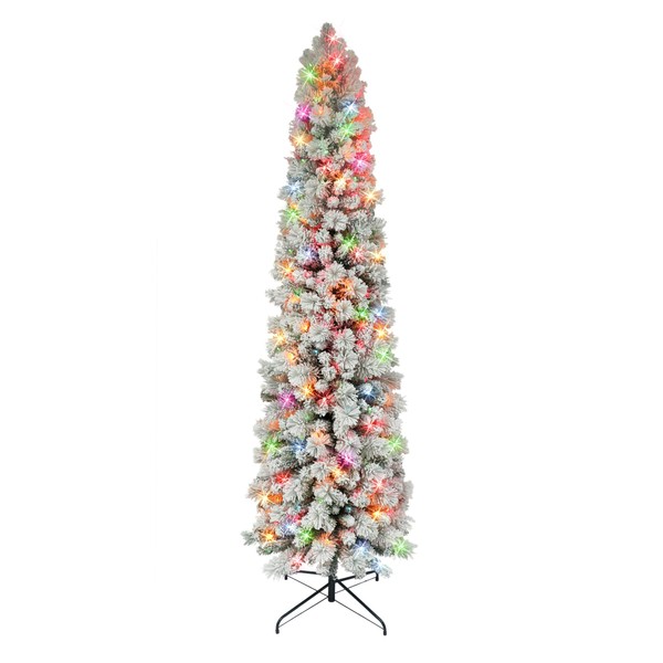 6.5 ft Flocked Portland Pine Pencil Tree with 410 Tips,