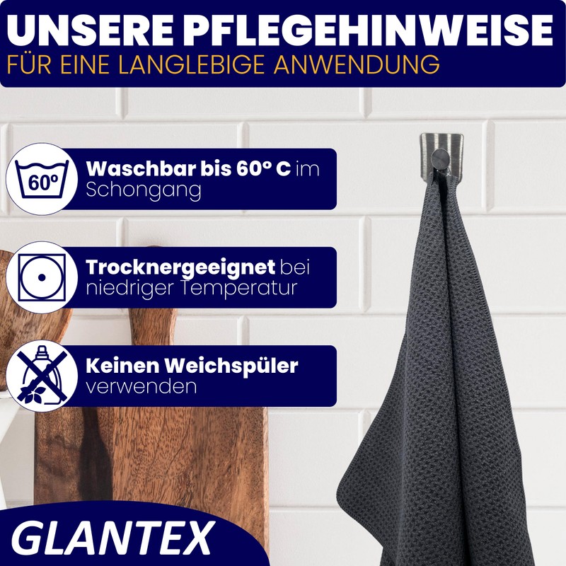 GLANTEX 4 x Waffle Towels - Premium Microfibre Drying Cloth