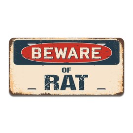 SignMission Beware of Rat Aluminum License Plate | License Plate 12" X 6" Fits Any Car, Truck, SUV, RV, or Trailer | Made in The USA
