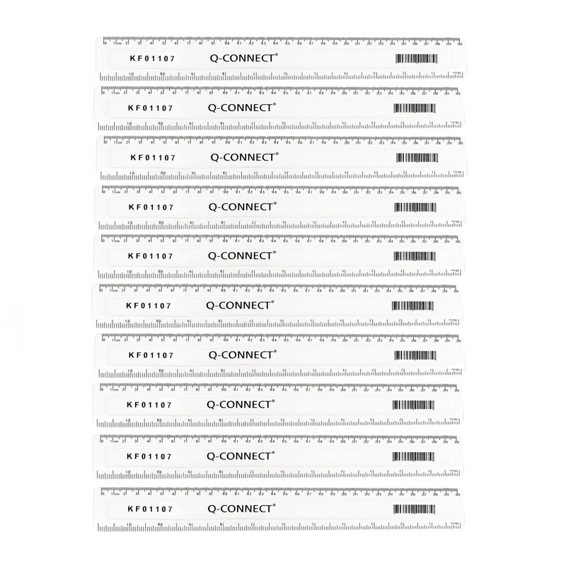 Q-Connect Acrylic Shatter Resistant Ruler 30cm Clear (Pack of 10)