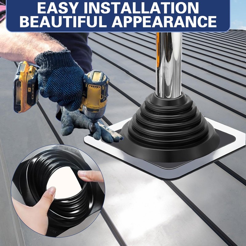 2 Pack Metal Roof Vent Boot, Flexible Pipe Flashing Boot