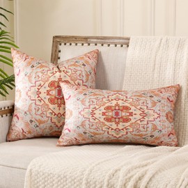Miuyunya Set of 2 Cushion Covers, 50 x 50 cm, Boho Cushion Covers, Bohemian Abstract Decorative Cushion, Vintage, Double-Sided Square Cushion Cover, Decorative for Garden, Sofa, Cushion Covers, Bed