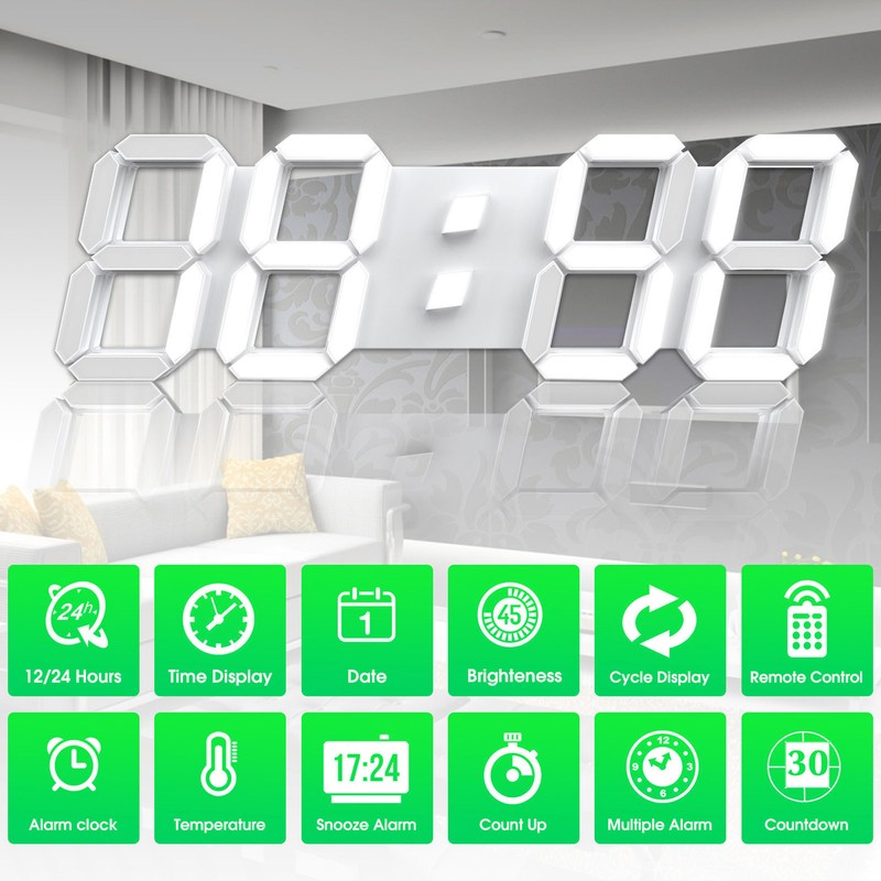 3D LED Wall Clock Brightness Adjustable Innovative 3D Table Wall