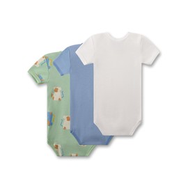 Sanetta Short-Sleeved Bodysuit (Pack of 3) Green | High-Quality and Sustainable Bodysuit for Boys Made of Organic Cotton Contents: Set of 3 Baby Bodysuit, Green