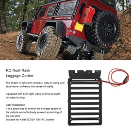 Alomejor RC Roof Rack Luggage Rack RC Car Roof Rack Part with LED Light for Axial SCX24 1/24 RC Crawler (Square Lamp)