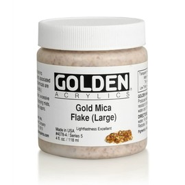 Golden Artist Colors 4 Oz Heavy Body Interference Color Acrylic Paint Color Gold Mica Flake(Large), Yellow