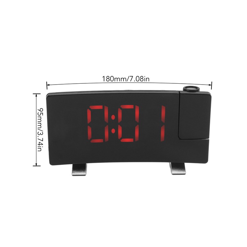Radio Projection Alarm Clock LED Display Electronic Clock Curved Screen