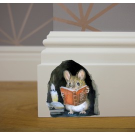 2 Stickers Mouse Reading Book in Wall 3D Sticker Decal Funny 2 Pack by Lumiere Tech