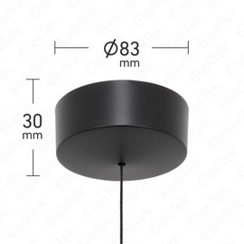 ElekTek Premium Matt Black Bathroom Light Pull Cord Switch Kit - Black Square Bar Black Cord