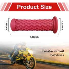 Augeny Motorcycle Hand Grips, 7/8" Vintage Non-Slip Rubber Handlebars, Soft Motorbike Thruster Grip for Hand Comfort, Universal Accessories for Motocross Scooter Dirt Bike (Wine Red)