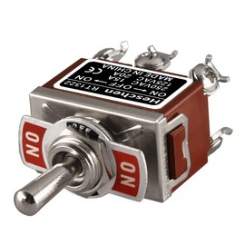 Heschen Metal Toggle Switch, RT1322, DPDT, maintained, ON/OFF/ON 3 Position, 15A 250VAC, with Waterproof Cover, CE