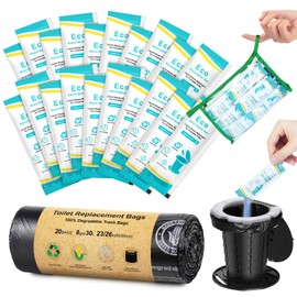 BLIKA 20 Count Camping Toilet Bags Eco Absorbent Gel Set, Portable Toilet Bags with Gel, 8 Gallon, 30 Liter, Heavy Duty 1 Mil, Toilet Replacement Bags with Toilet Powder for Camping Outdoor Hiking