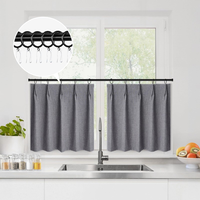 WdFour 100% Blackout Pinch Pleated Kitchen Curtains,cafa Curtains, are Perfect
