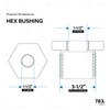 Everflow Supplies BMBU3121 3-1/2" x 3" Black Malleable Iron Bushing