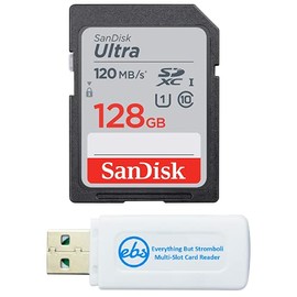 SanDisk 128GB SDXC SD Ultra Memory Card Works with Canon Powershot SX60 HS, SX430 is, SX540 HS Camera UHS-I (SDSDUN4-128G-GN6IN) Bundle with (1) Everything But Stromboli Combo Card Reader
