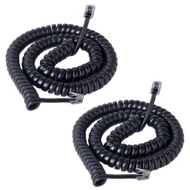 Phone Cord for Landline Phones, 2 Pack RJ9 Telephone Handset Cable, Universal Compatibility, No-Tangle Coiled Cord for Office & Home Phones