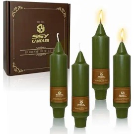 5Inch/7Inch Pillar Candles Handmade Unscented 4PCS Small Taper Candle Sticks for Festive Parties Wedding Home Decorcolor: Olive, size: 7 inch