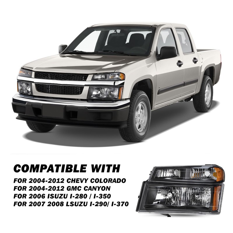 SOCKIR 4pcs Headlight Assembly Compatible with 04-12 Chevy Colorado /