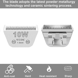 4PCS Wide Blades for Dog Grooming Blades Compatible with Andis,Oster A5,Wahl km10 Dog Clippers Stainless Steel Blades for Animal Dog,Cat,Horse,Silver Size: #10W+30W+5FW+7FW