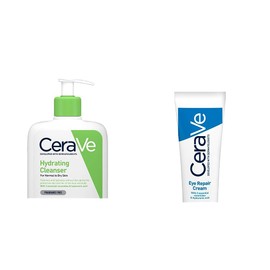 CeraVe Limpiadora Hidratante 473ml Limpiador facial diario para piel seca  Crema Reparadora para el Contorno de Ojos 14gr Crema hidratante de ojos... 