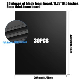 [30Pcs] A3 Black Foam Board 16.5" x 11.75" Black Foam Core Board 3/16" Thick Poster Board Black Foam Backing Boards for Crafts Making Art Presentations