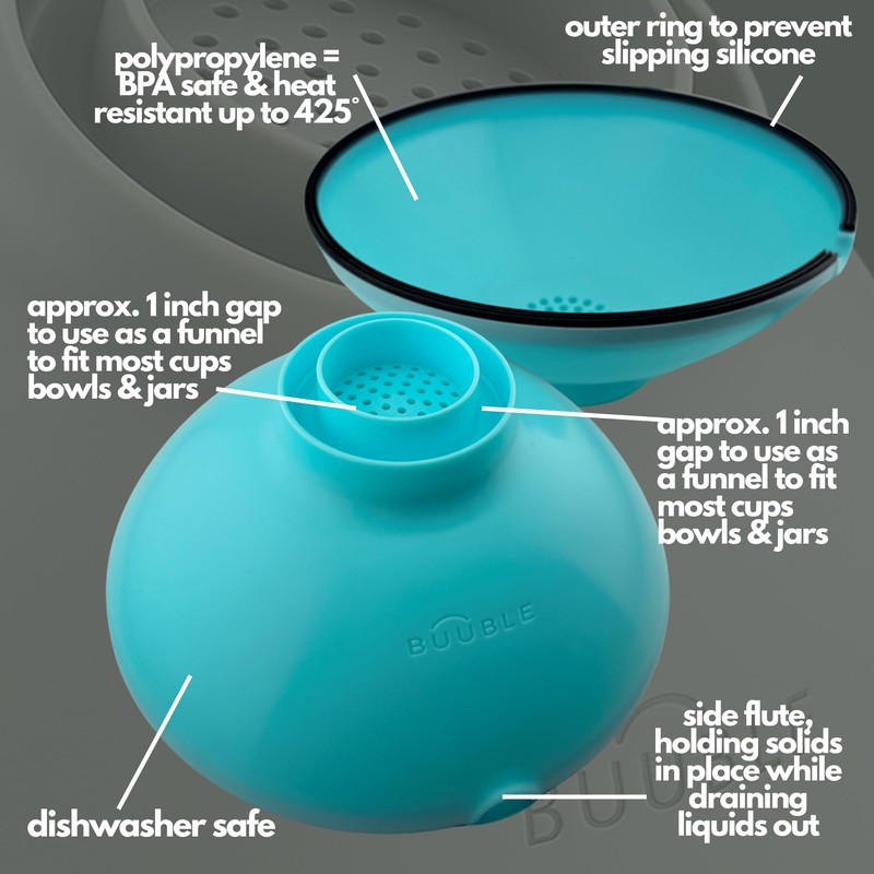 BUUBLE Ultimate Grease Drainer & Food Strainer (Aqua) Premium Heat-Resistant