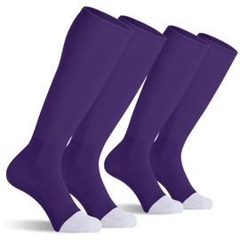 CELERSPORT 2 Pack Baseball Soccer Softball Socks For Youth Kids Men Women Multi-sport Tube Socks Purple Small