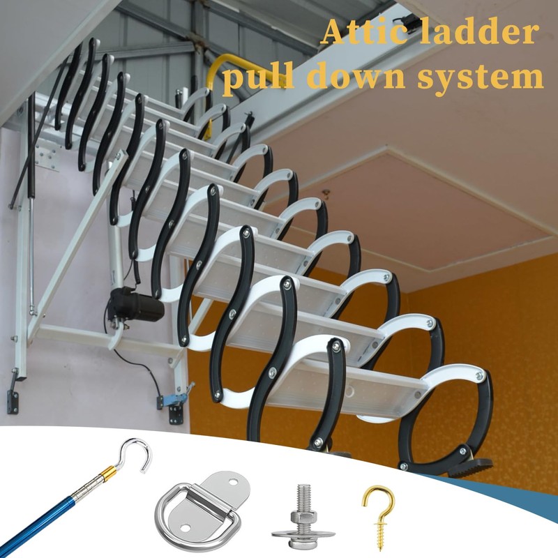 TAROTKIN Attic Ladder Door Pull Down Hook Cord Stair System