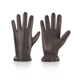 ROSYLINE Winter Gloves for Men Mens Leather Gloves Warm Winter Driving Gloves Brown M