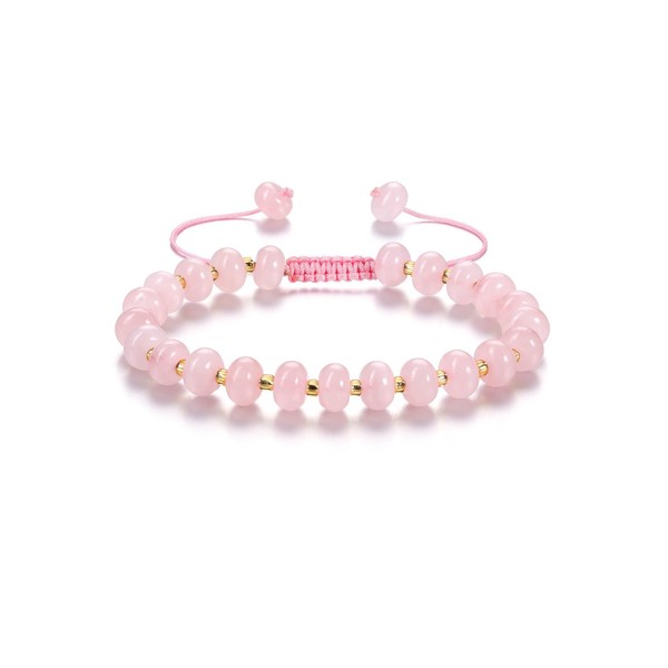 CrystalTears Rose Quartz Crystal Bracelet for Women Pink Boho Gemstone