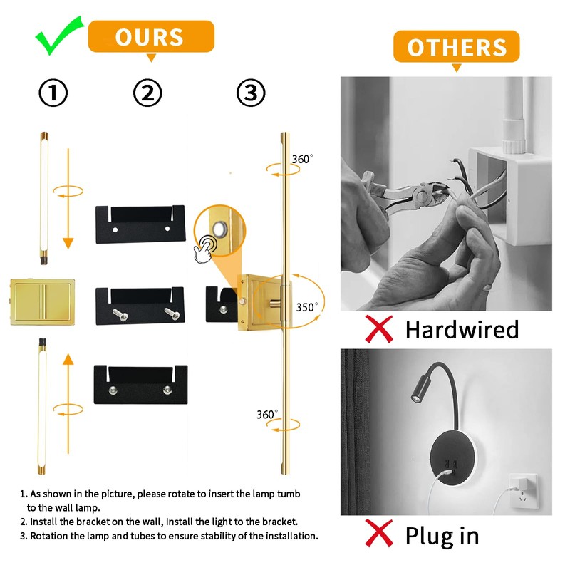 Wall Sconces Set of 2 Battery Operated, 8000mAh USB Rechargeable