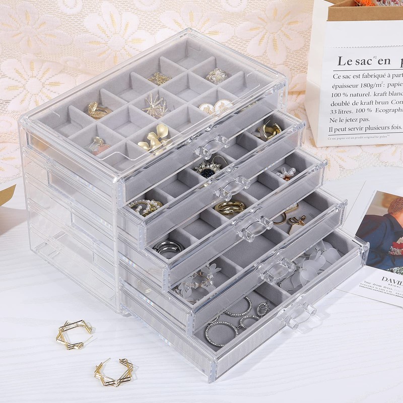 misaya Earring Jewelry Organizer with 5 Drawers, Birthday and Christmas