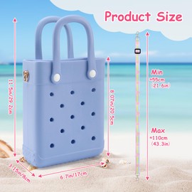 BKFOLIUM Mini Rubber Tote Bag, EVA Beach Tote with 30 Charms, Cute Bag for Little Girl & Women with Adjustable Shoulder Strap