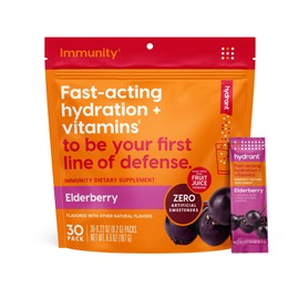Hydrant - Immunity Electrolyte Powder, Elderberry Flavor, 30 Instant Rehydration Stick Packs - Electroyte Blend with Vitamin C, Vitamin D, and Zinc for Immune Support