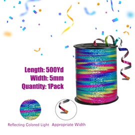 Geschenkband Regenbogen 5mm Breit,450M Kräuselband Geschenkbänder Schleifenband Glitzer Ballonband Ringelband,Dekoband für Hochzeit Weihnachten Neujahr Geburtstag Geschenkverpackung Ballonverschlüsse
