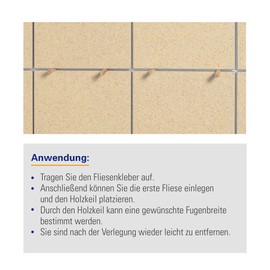 Karl Dahm Tiles Wooden Wedges I 100 Tile Wedges I Length: 55 mm, Height: 8 mm I Easy to lay tiles with professional tiles laying aid - 11175