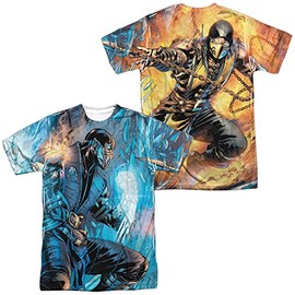 Mortal Kombat- Sub Zero Vs. Scorpion (Front/Back) T-Shirt Size XL White