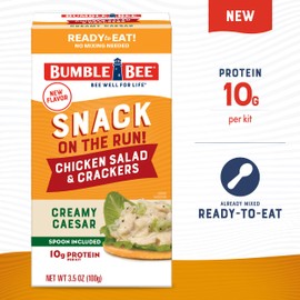 Bumble Bee Snack On The Run Creamy Caesar Chicken Salad with Crackers Kit (Pack of 12) - Ready to Eat Protein Snack Pack - 10g Protein per Box