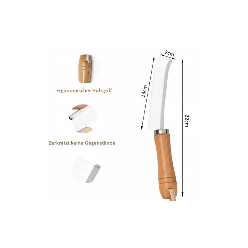 3-piece grout brush set with wooden handle, crevice cleaner with