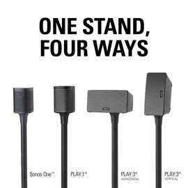 SANUS Wireless Sonos Speaker Stand for Sonos One, Play:1, & Play:3 - Audio-Enhancing Design with Built-in Cable Management - Pair (Black) - WSS22-B1