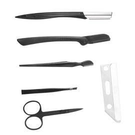 Minkissy Eyebrow Trimming Kit Stainless Steel Scissors Tweezers and Comb for Women Portable Makeup Tools for Home Travel Black Set