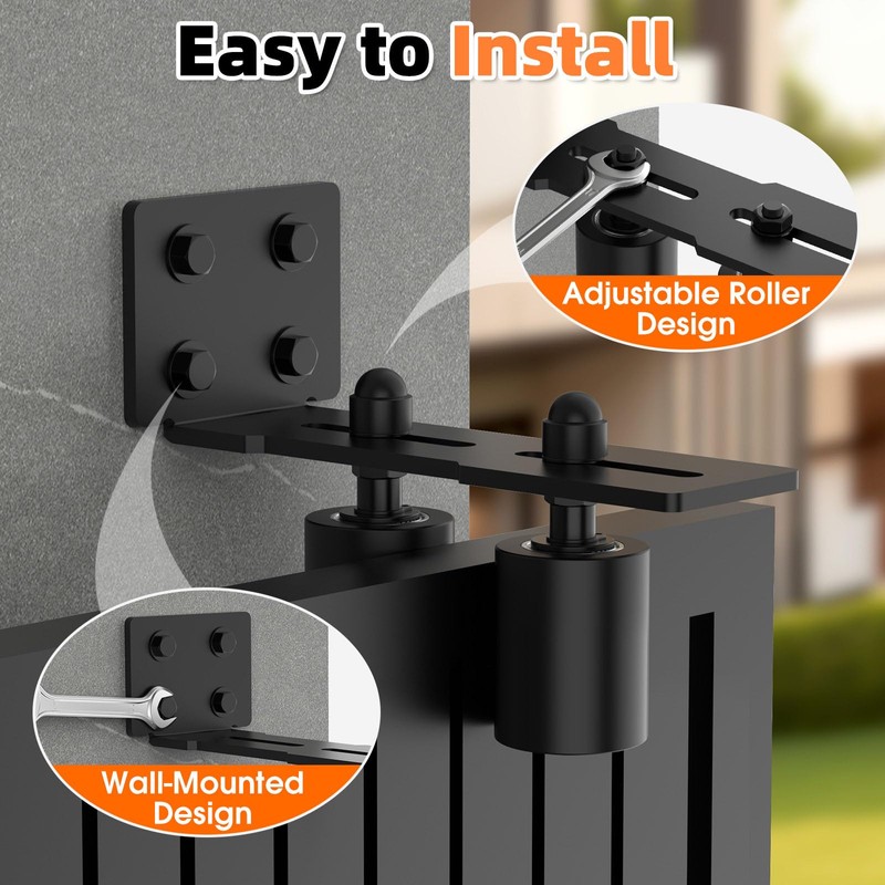 MeBantoo Heavy Duty Sliding Gate Guide Roller Hardware Kit, 3"