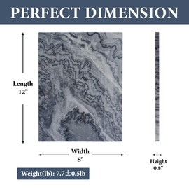 Koville Marble Cutting Board for Kitchen, 12x8 Inches Stone Slab Pastry Cheese Board, Rectangular Serving Tray for Bathroom Countertop, Marble Vanity Tray for Jewelry Cosmetics Perfume (Grey, Small)