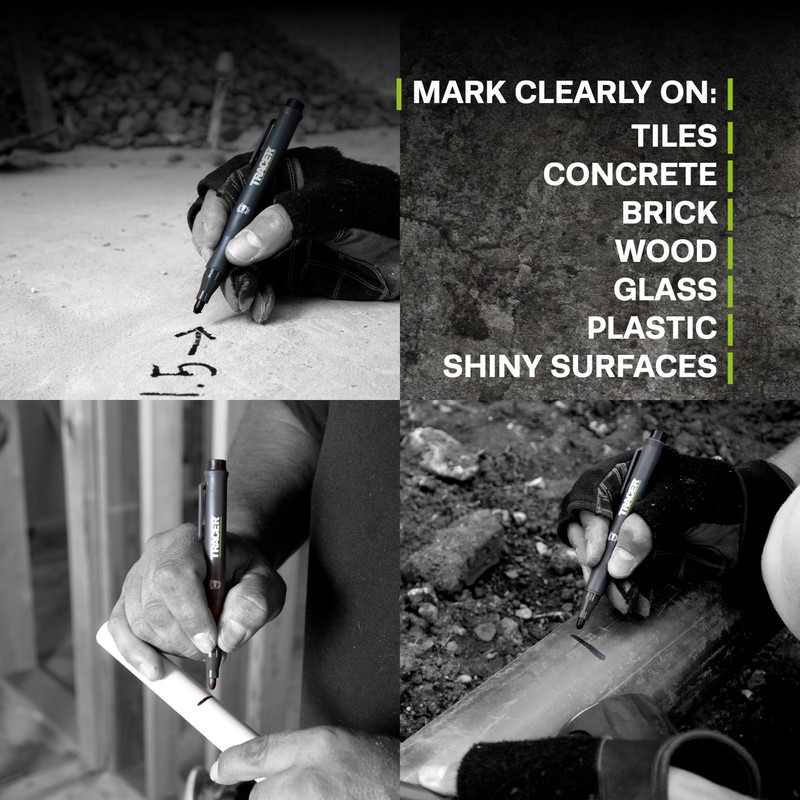 Tracer Clog-Free Black Construction Marker with Site Holster (All-Purpose Marker