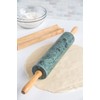 Fox Run Marble Rolling Pin and Base, Green 2.5 x
