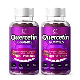 Quercetin Gummies - Quercetin with Bromelain, Vitamin C, Zinc & Elderberry, Extra Strength Immune System Booster, Lung Support Supplement for Adults Kids - 60 Quercetin Gummies (2 Pack)