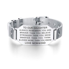 FALOGIJE To Our Daughter Gifts from Mom and Dad - 21st Birthday Gifts for Her Women, Inspirational Bracelet for Teen Daughter Christmas